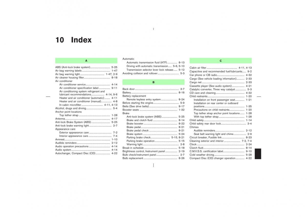 Nissan X Trail T30 I 1 owners manual / page 274