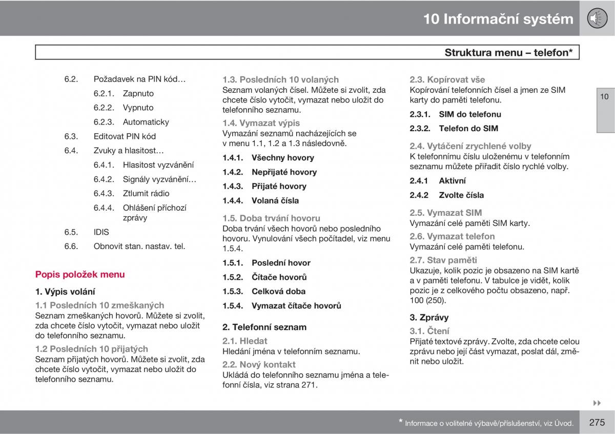 Volvo C30 navod k obsludze / page 277