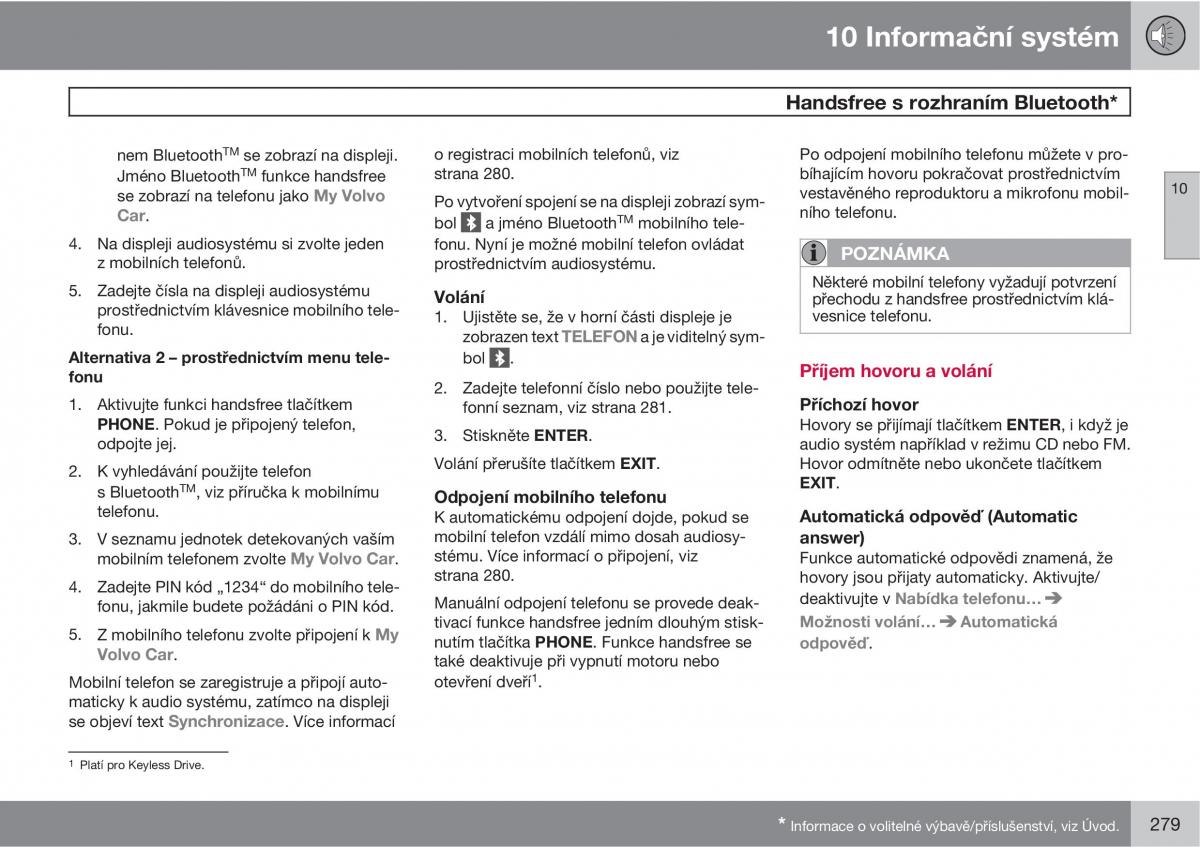 Volvo C30 navod k obsludze / page 281