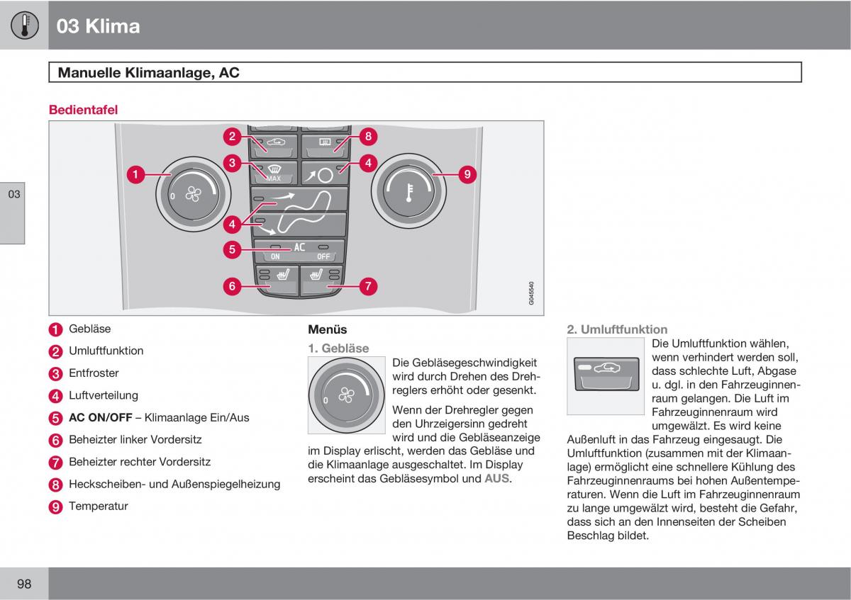 Volvo C30 Handbuch / page 100