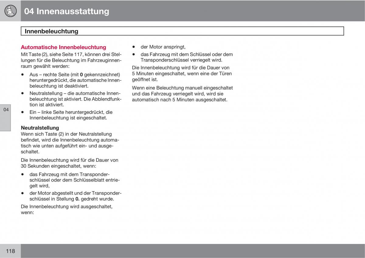 Volvo C30 Handbuch / page 120