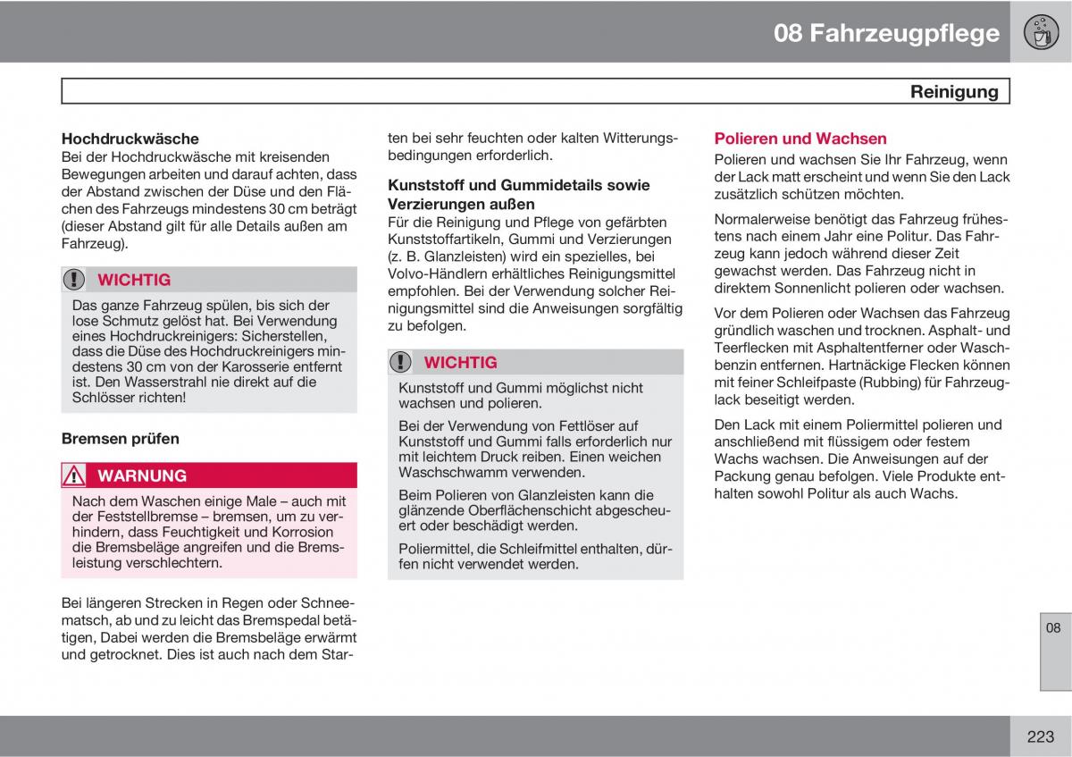 Volvo C30 Handbuch / page 225