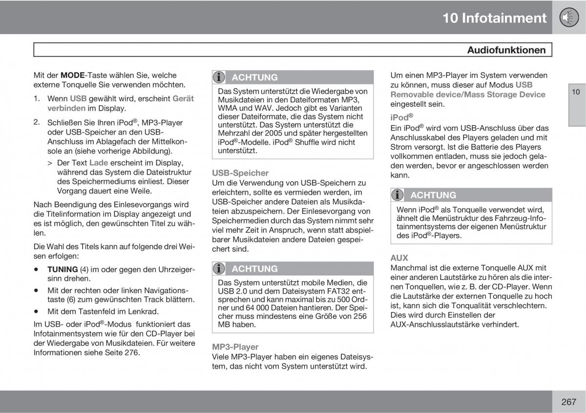 Volvo C30 Handbuch / page 269