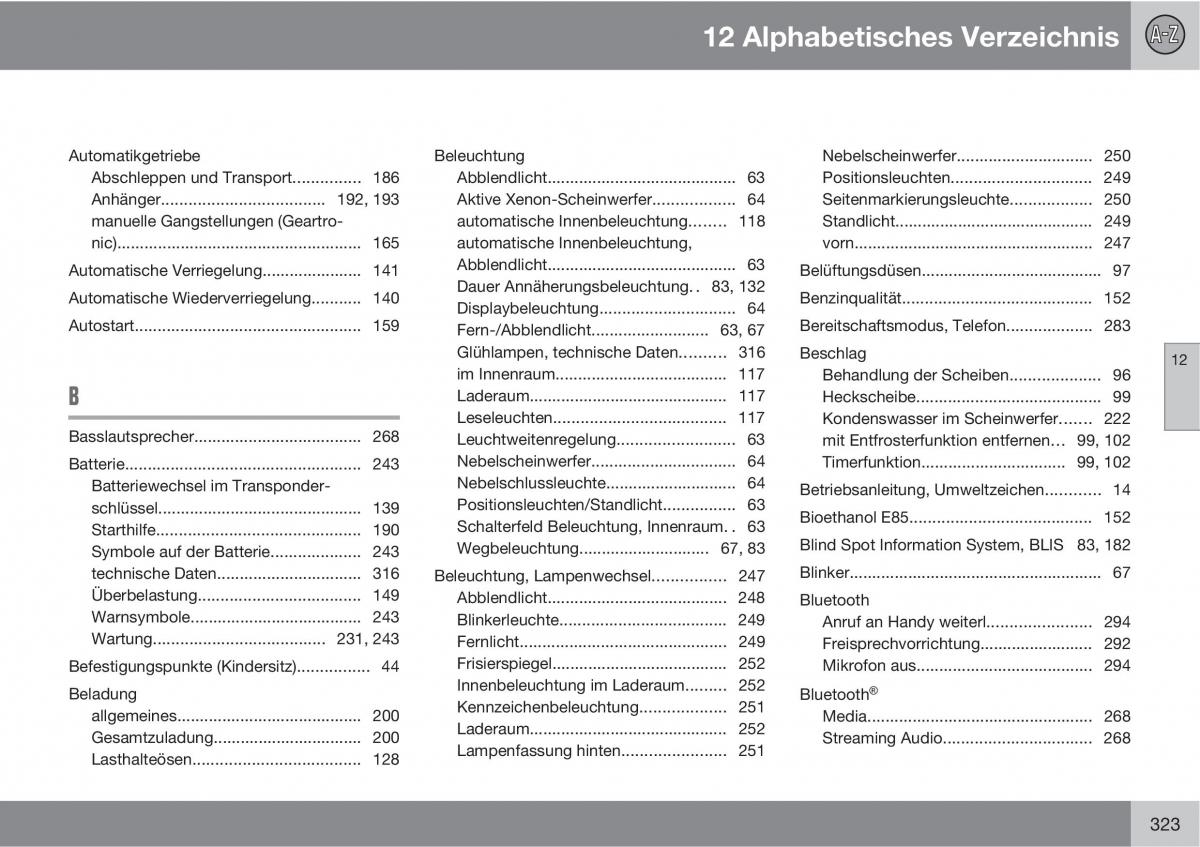 Volvo C30 Handbuch / page 325