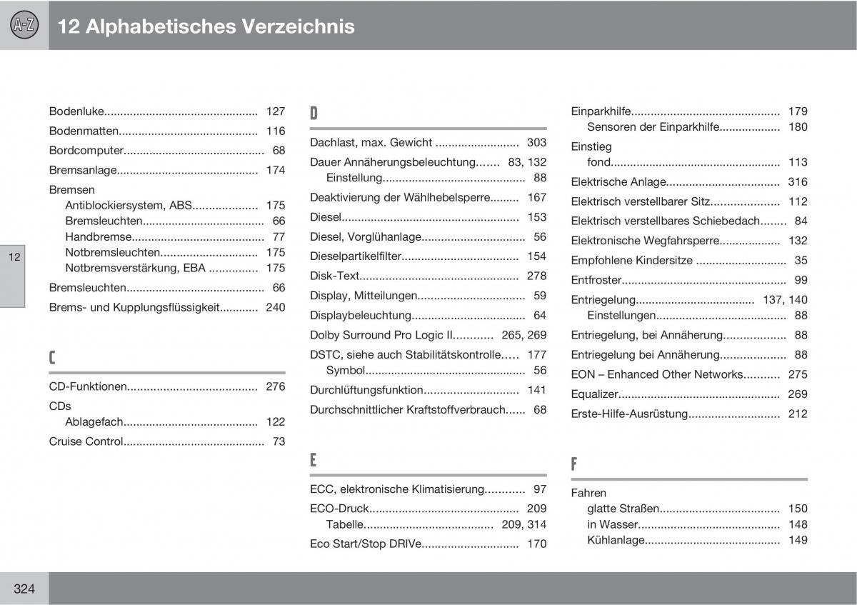 Volvo C30 Handbuch / page 326