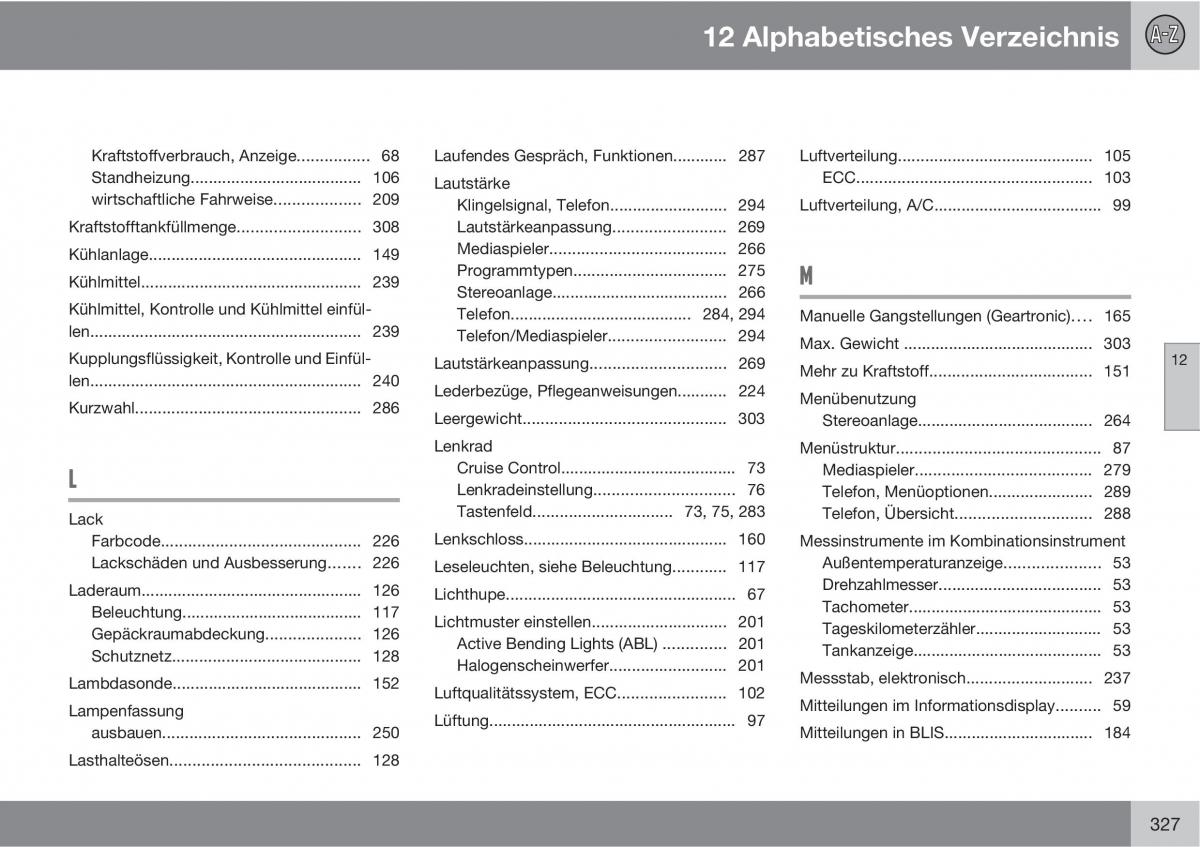 Volvo C30 Handbuch / page 329