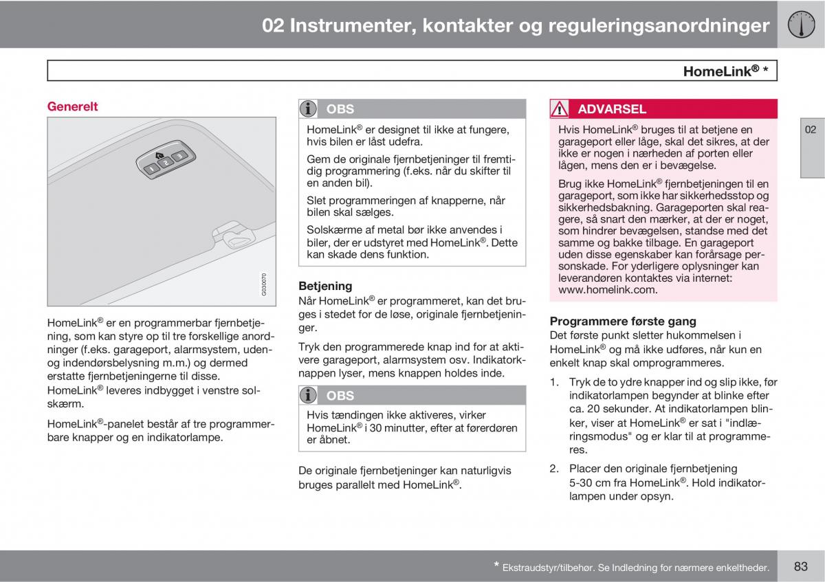 Volvo C30 Bilens instruktionsbog / page 85