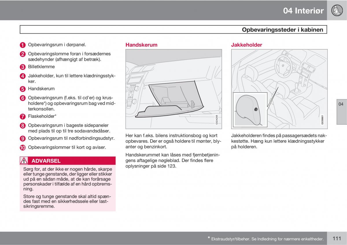 Volvo C30 Bilens instruktionsbog / page 113