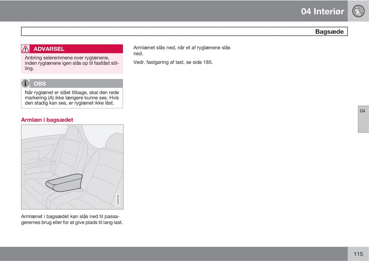 Volvo C30 Bilens instruktionsbog / page 117