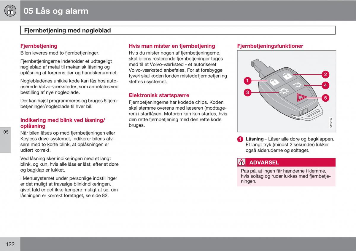 Volvo C30 Bilens instruktionsbog / page 124