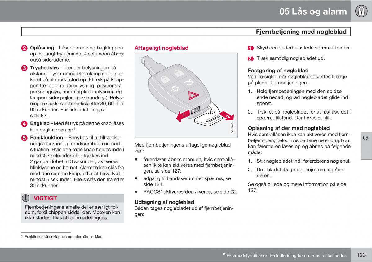 Volvo C30 Bilens instruktionsbog / page 125