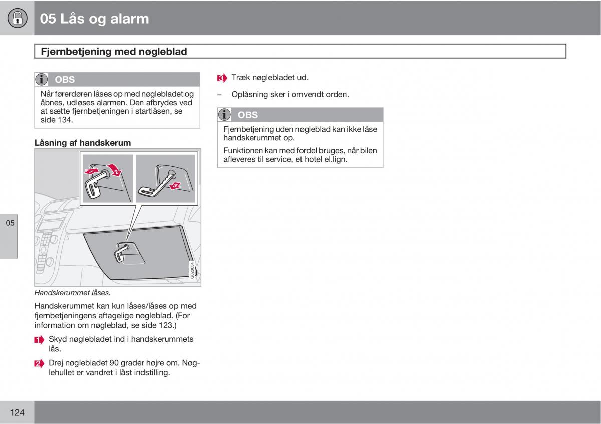 Volvo C30 Bilens instruktionsbog / page 126