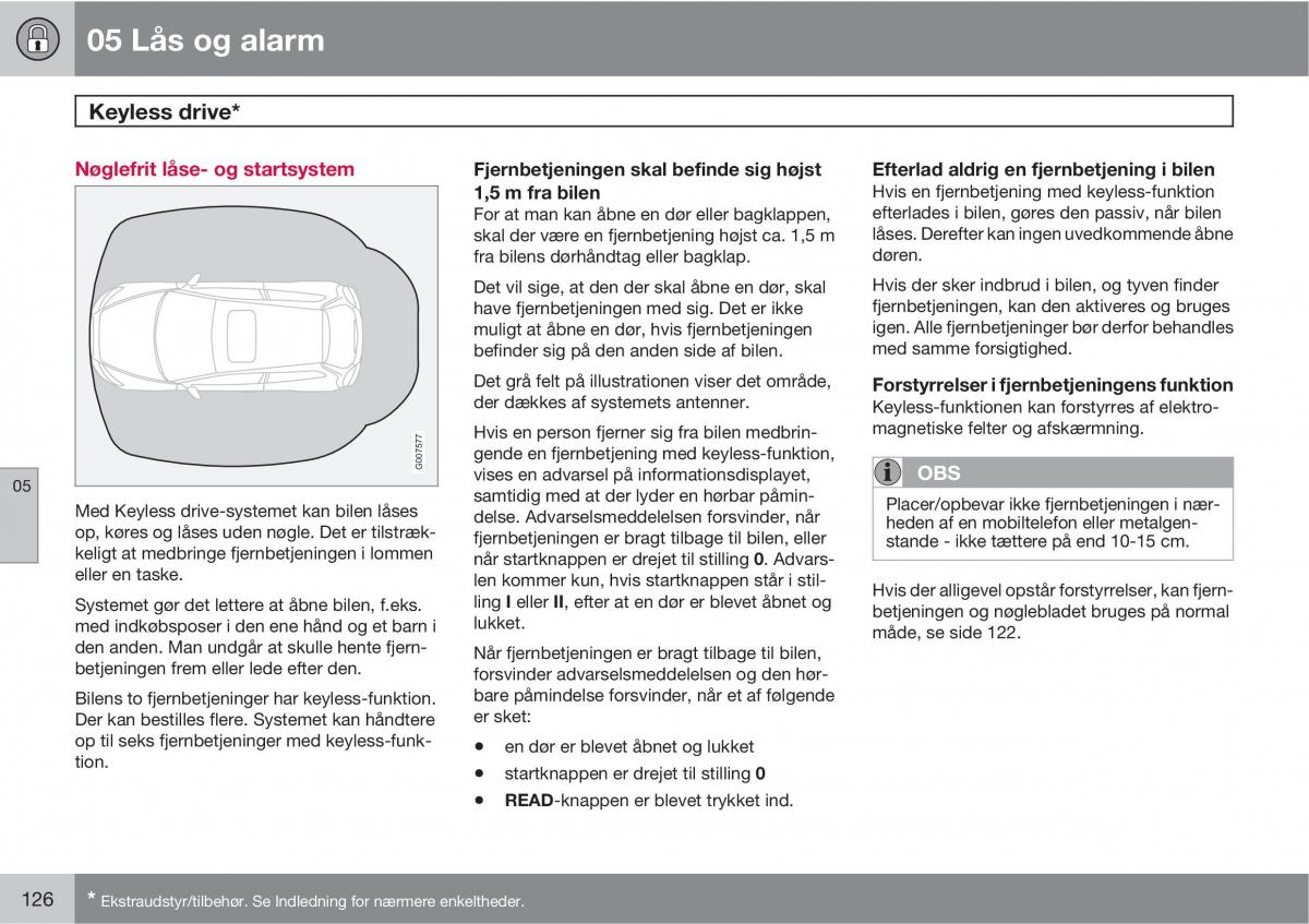 Volvo C30 Bilens instruktionsbog / page 128