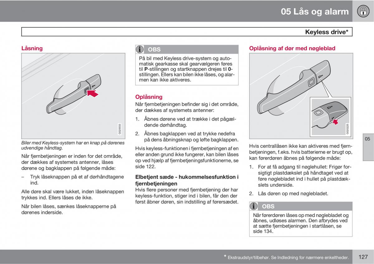 Volvo C30 Bilens instruktionsbog / page 129