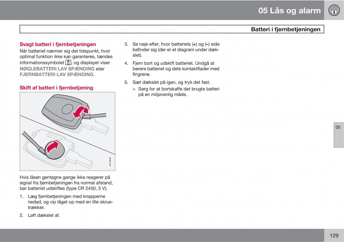 Volvo C30 Bilens instruktionsbog / page 131