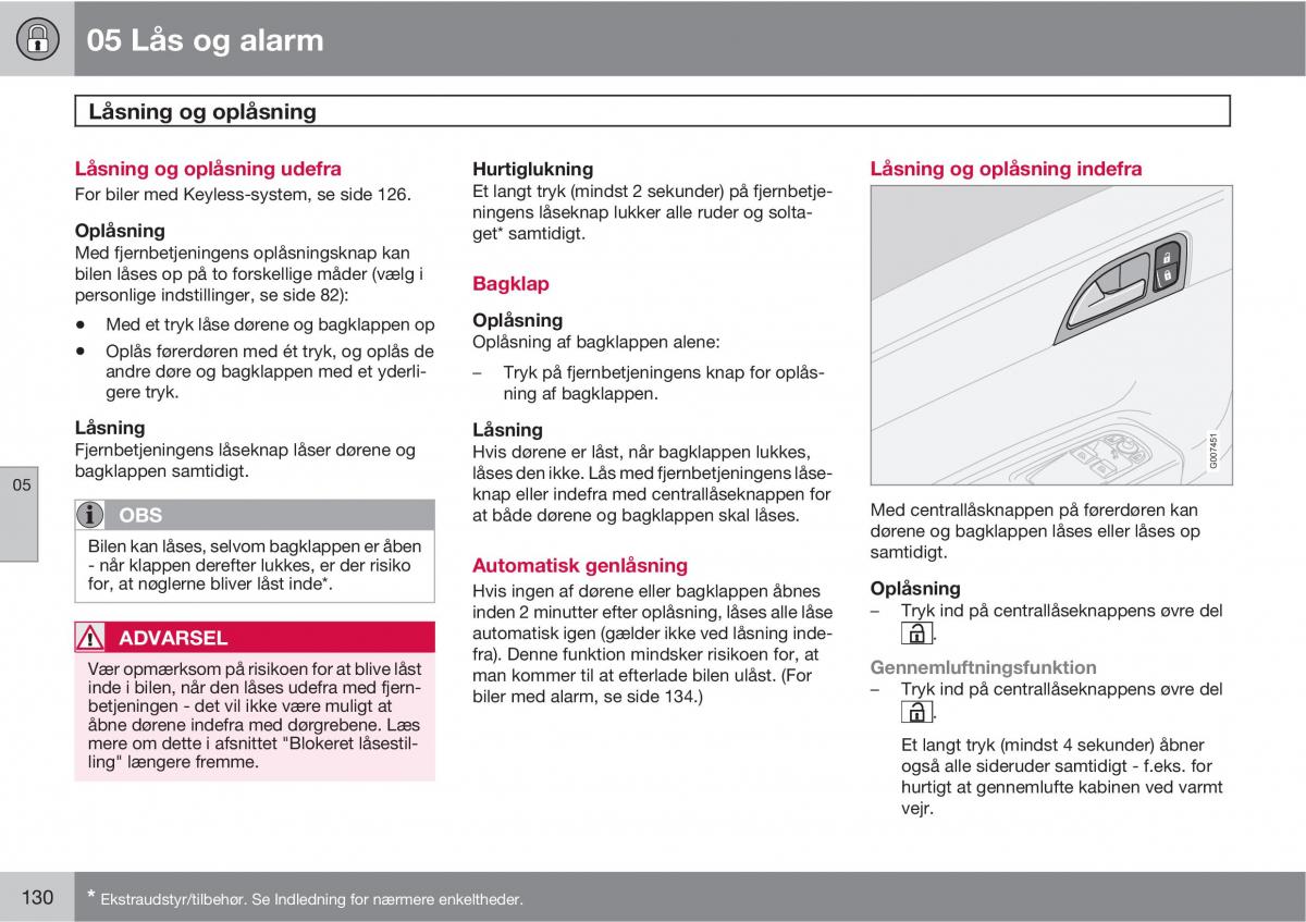 Volvo C30 Bilens instruktionsbog / page 132