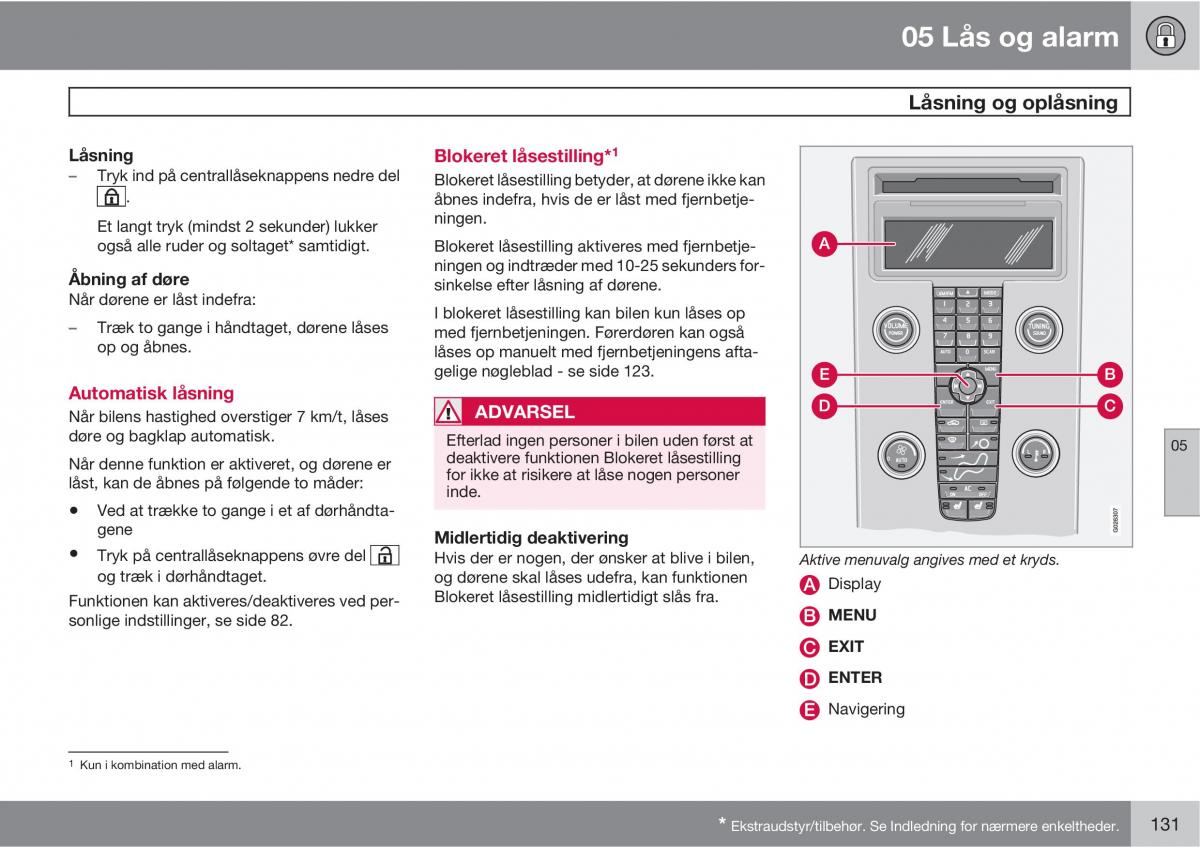 Volvo C30 Bilens instruktionsbog / page 133