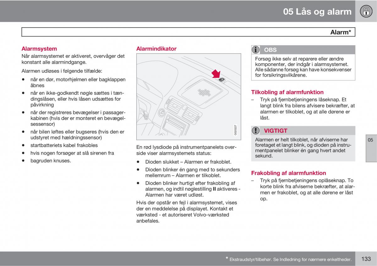 Volvo C30 Bilens instruktionsbog / page 135