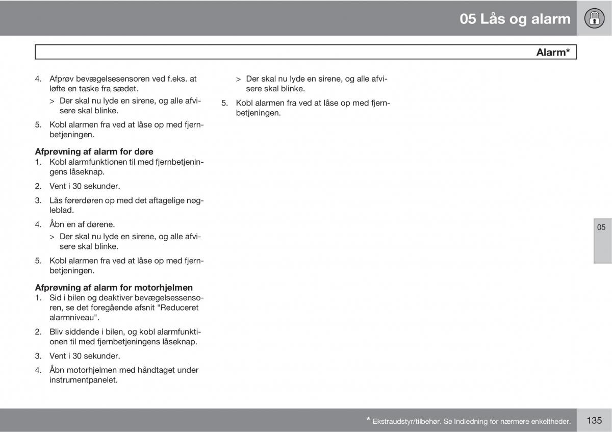 Volvo C30 Bilens instruktionsbog / page 137