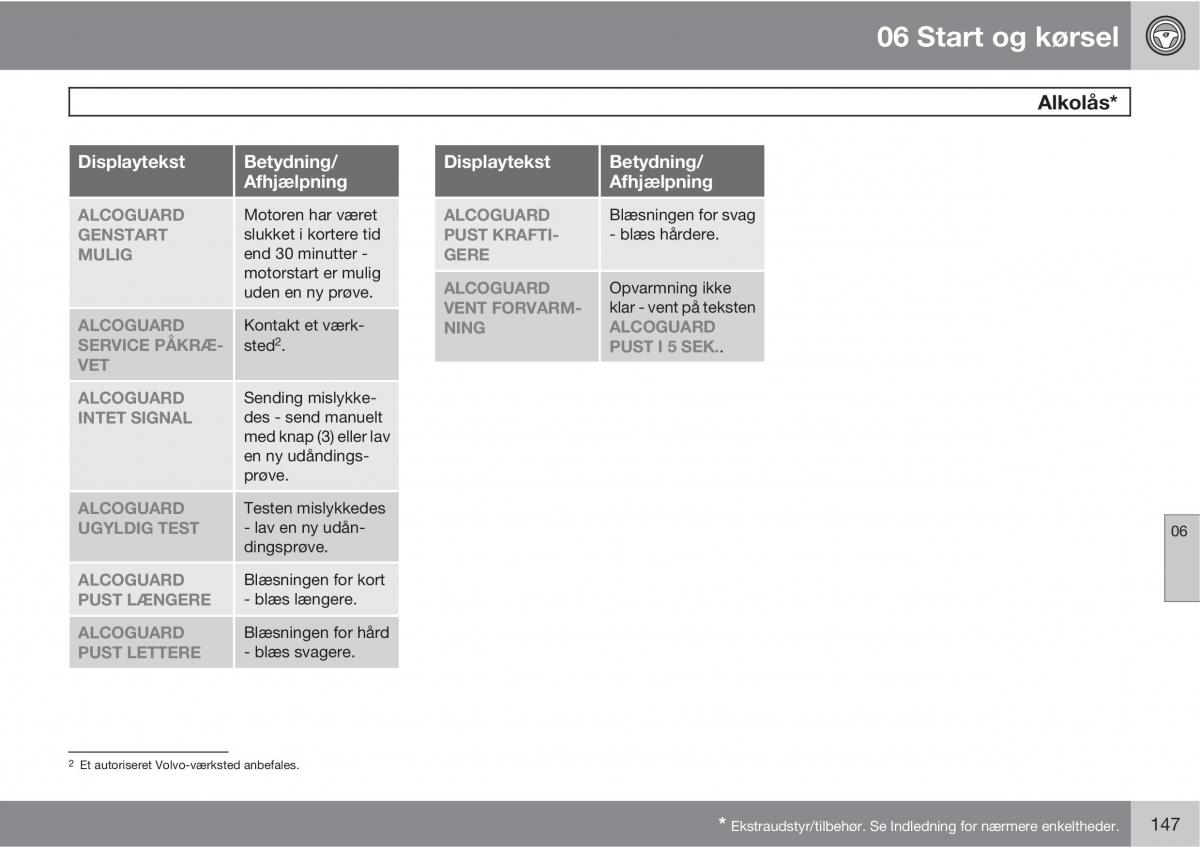 Volvo C30 Bilens instruktionsbog / page 149