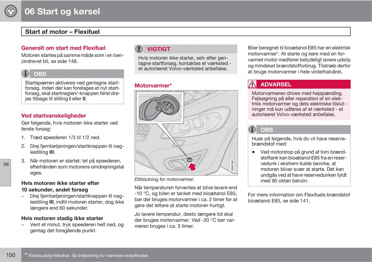 Volvo C30 Bilens instruktionsbog / page 152