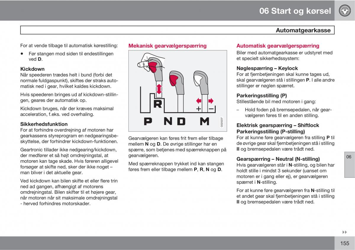 Volvo C30 Bilens instruktionsbog / page 157