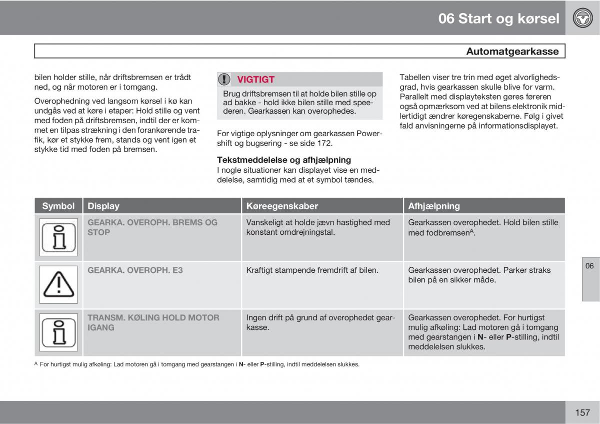 Volvo C30 Bilens instruktionsbog / page 159