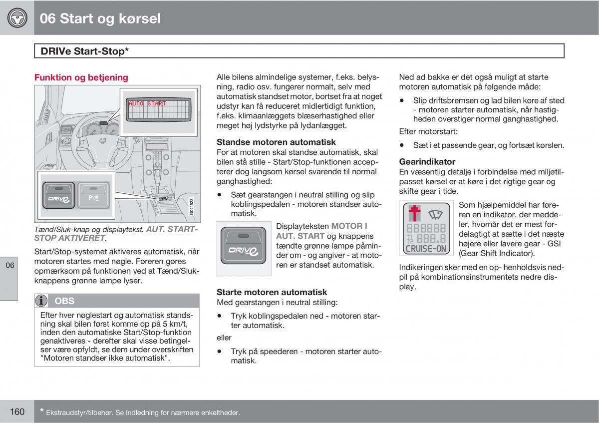 Volvo C30 Bilens instruktionsbog / page 162