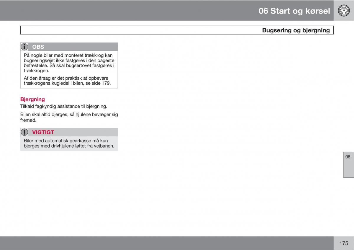 Volvo C30 Bilens instruktionsbog / page 177