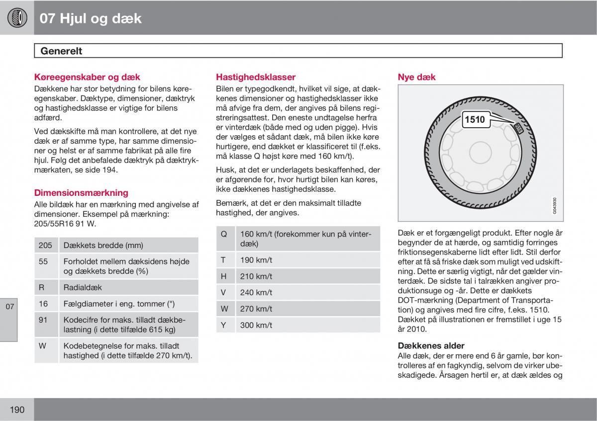 Volvo C30 Bilens instruktionsbog / page 192