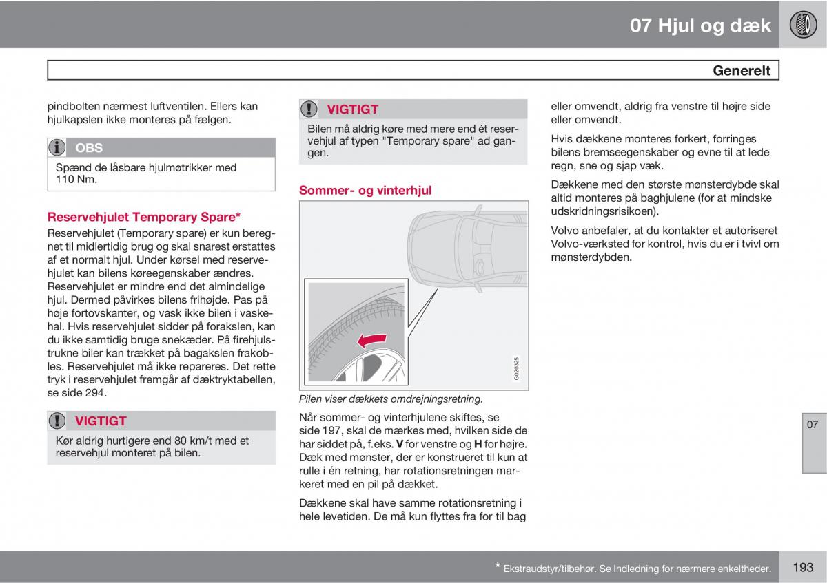 Volvo C30 Bilens instruktionsbog / page 195