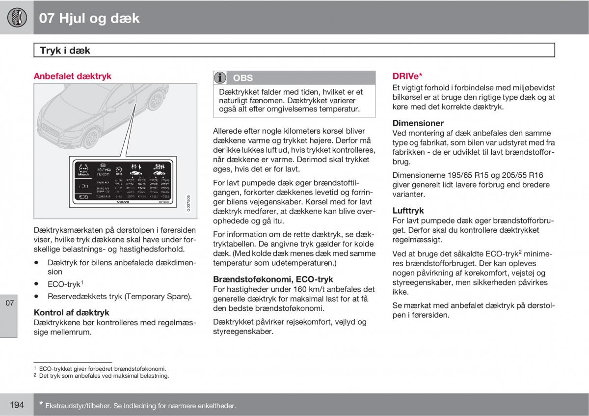 Volvo C30 Bilens instruktionsbog / page 196