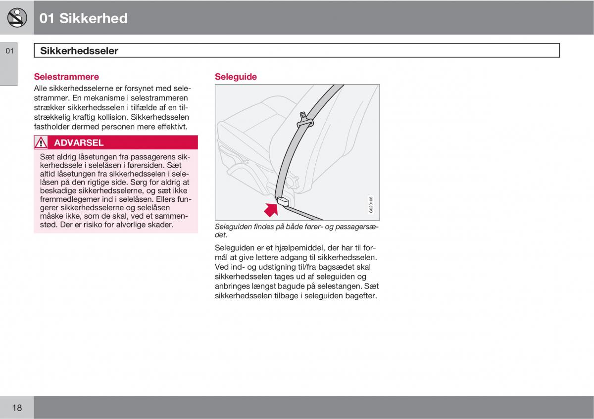 Volvo C30 Bilens instruktionsbog / page 20