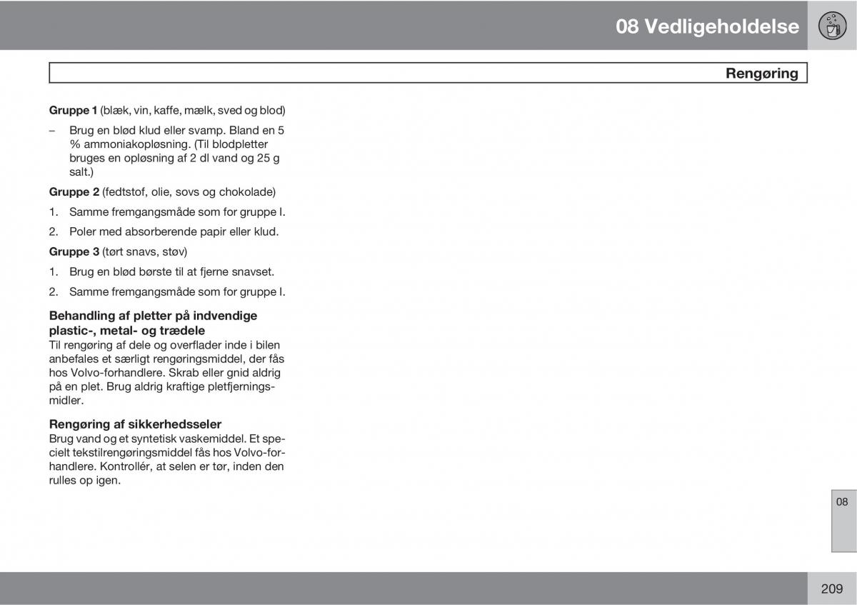 Volvo C30 Bilens instruktionsbog / page 211