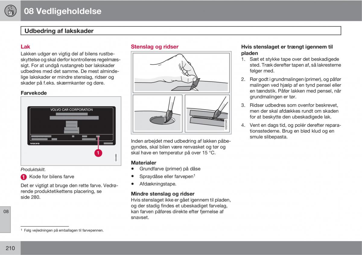 Volvo C30 Bilens instruktionsbog / page 212