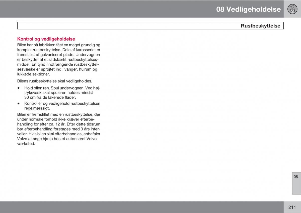 Volvo C30 Bilens instruktionsbog / page 213