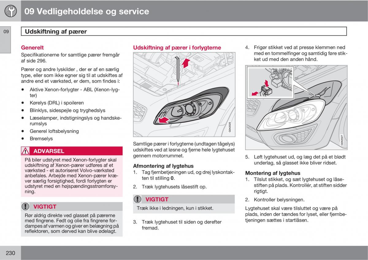 Volvo C30 Bilens instruktionsbog / page 232