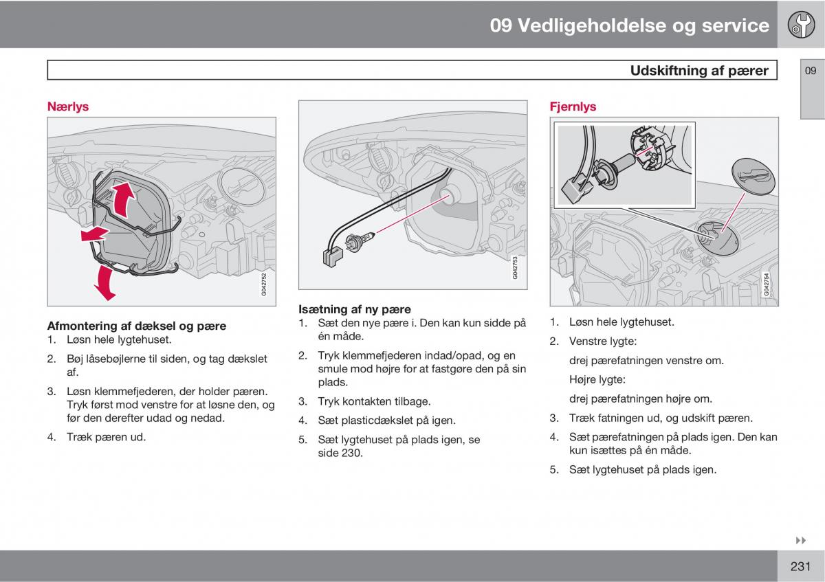 Volvo C30 Bilens instruktionsbog / page 233