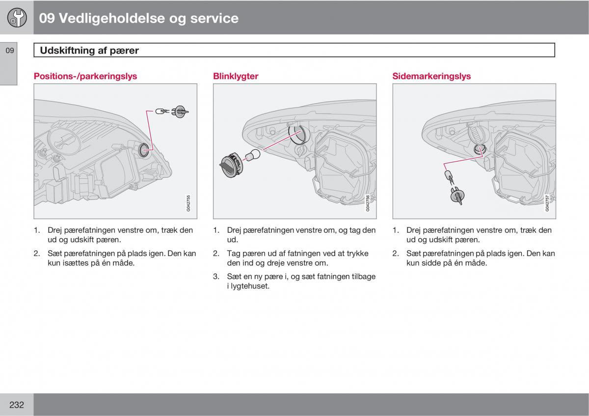 Volvo C30 Bilens instruktionsbog / page 234