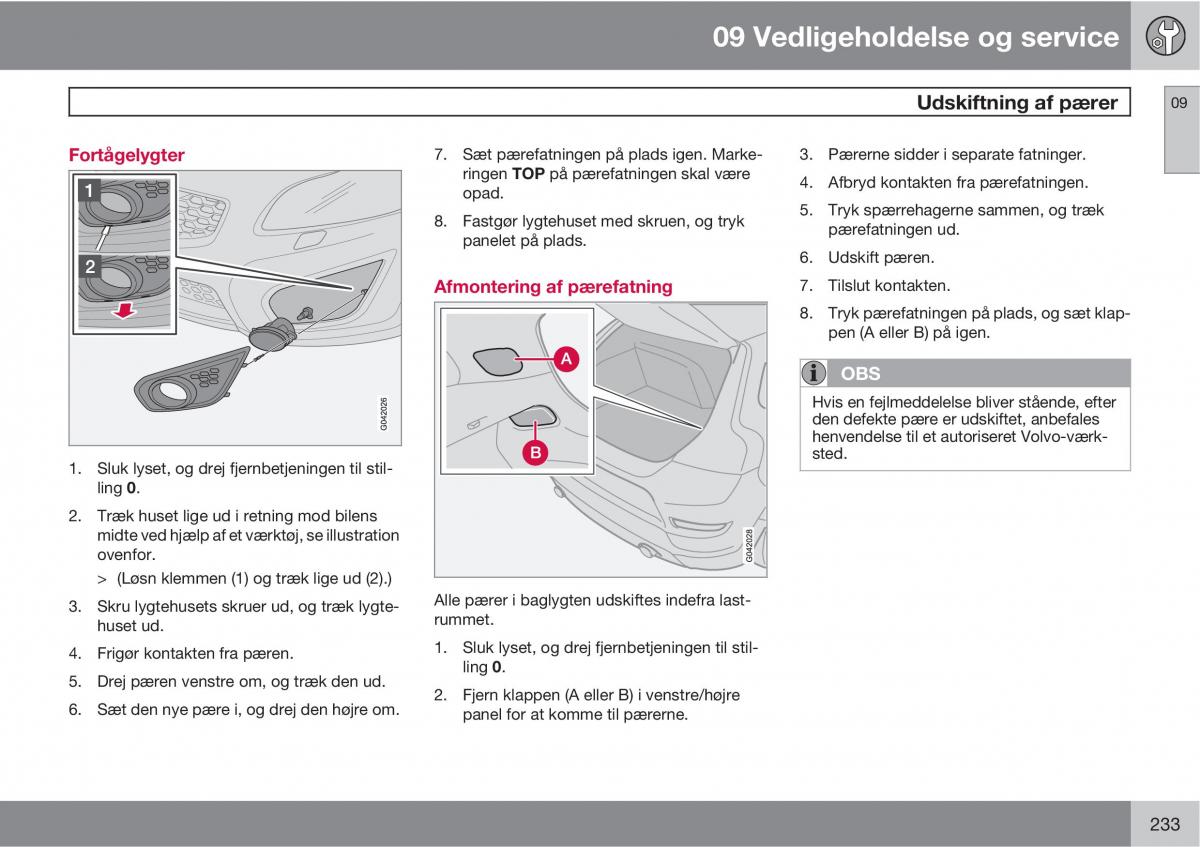 Volvo C30 Bilens instruktionsbog / page 235