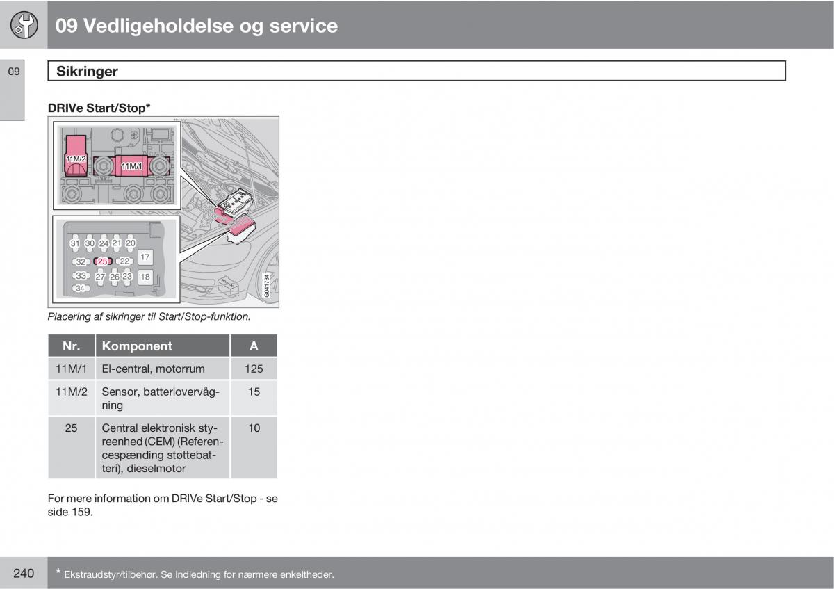 Volvo C30 Bilens instruktionsbog / page 242