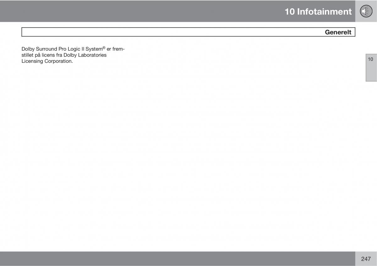 Volvo C30 Bilens instruktionsbog / page 249