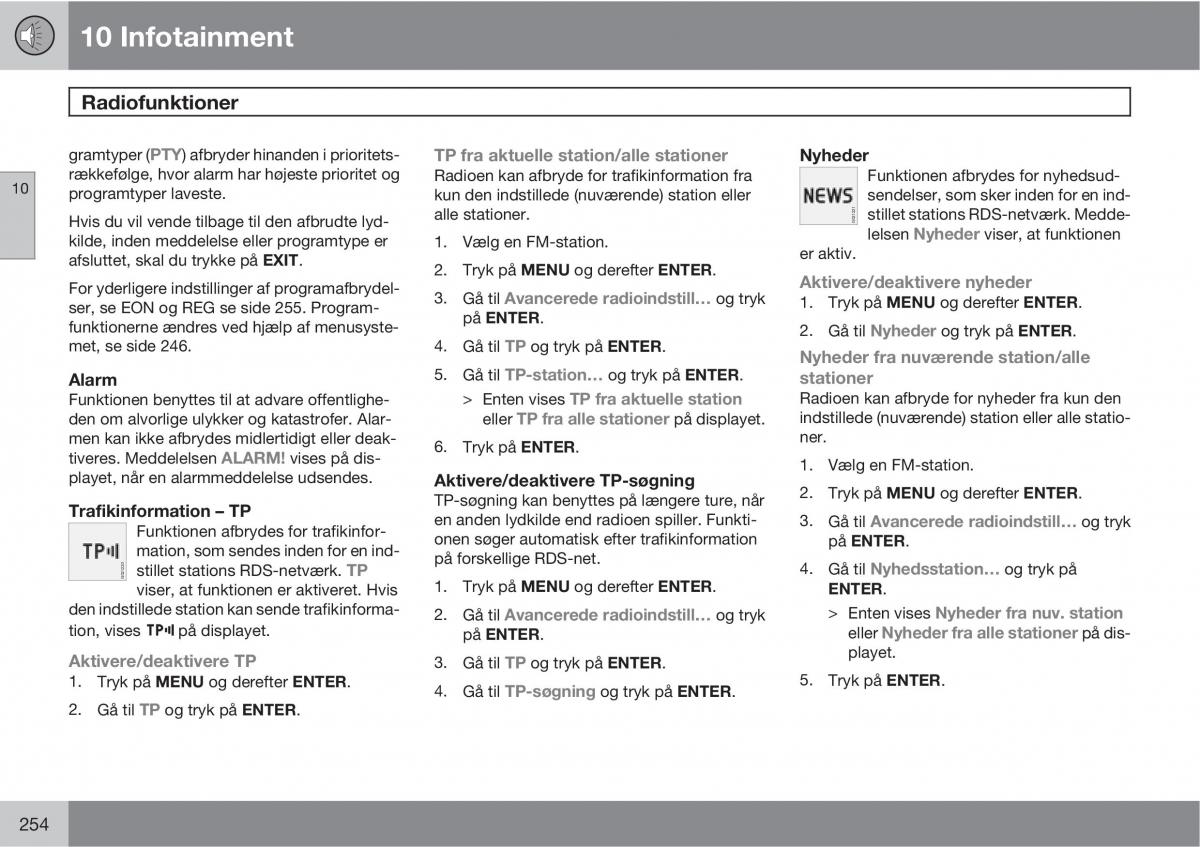 Volvo C30 Bilens instruktionsbog / page 256