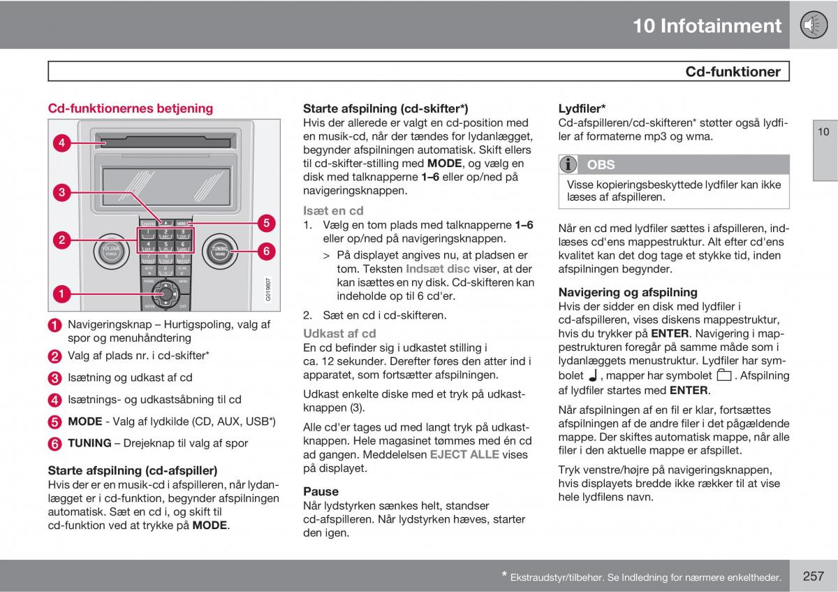 Volvo C30 Bilens instruktionsbog / page 259