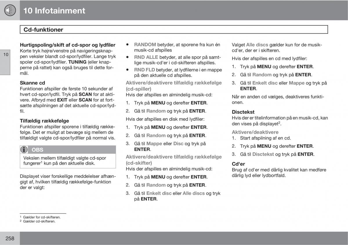 Volvo C30 Bilens instruktionsbog / page 260