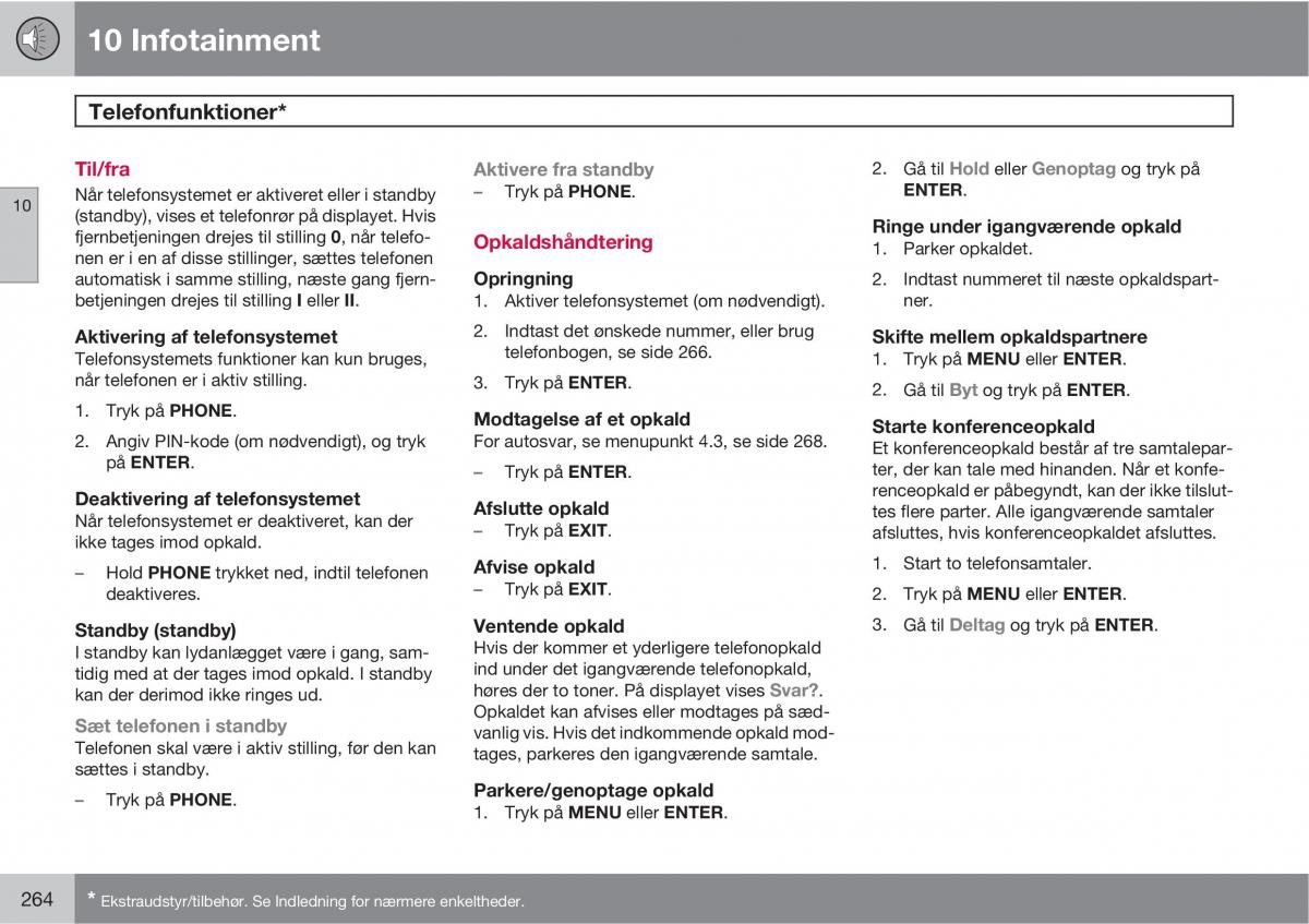 Volvo C30 Bilens instruktionsbog / page 266