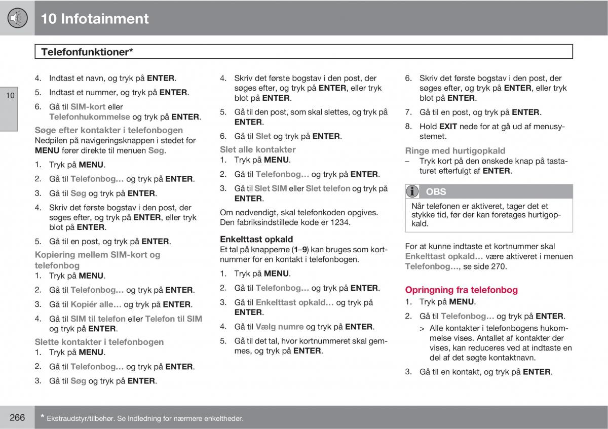 Volvo C30 Bilens instruktionsbog / page 268