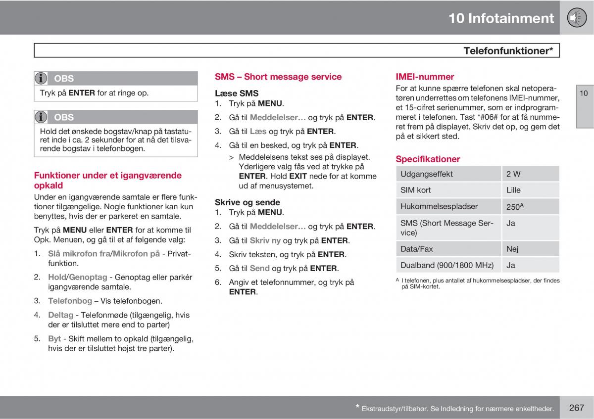 Volvo C30 Bilens instruktionsbog / page 269