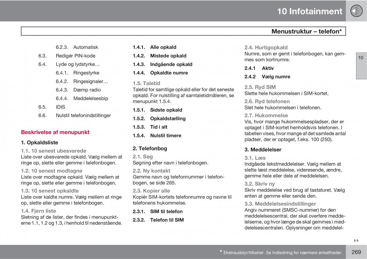 Volvo C30 Bilens instruktionsbog / page 271