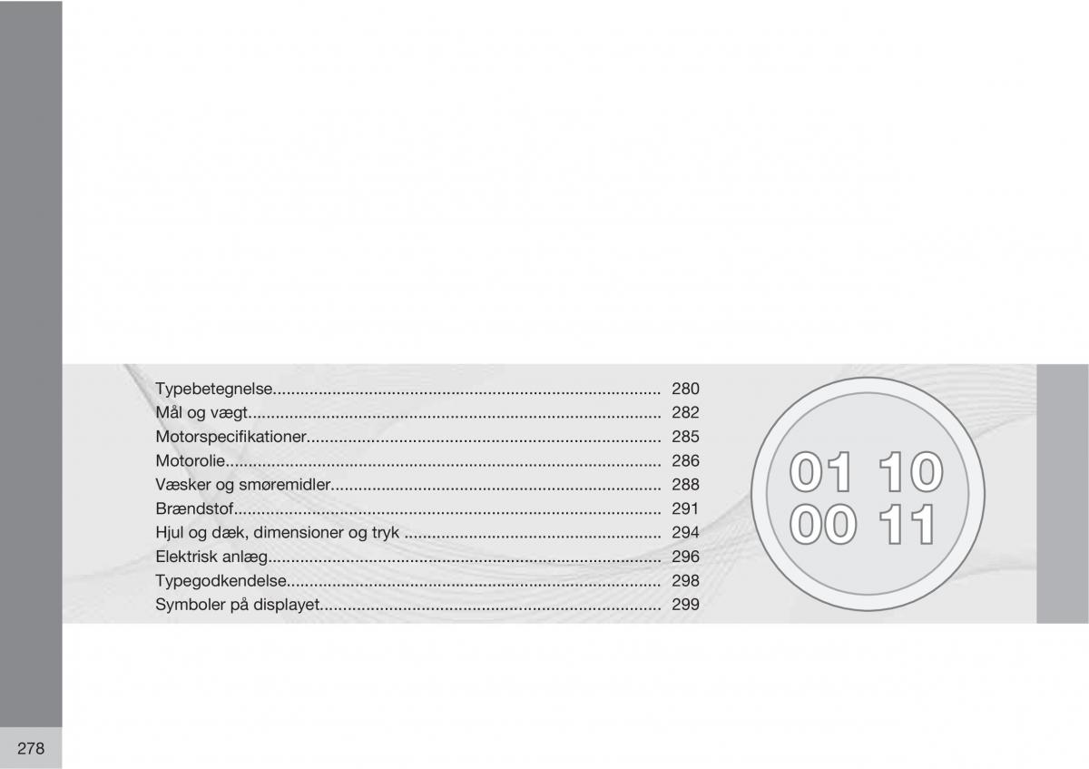 Volvo C30 Bilens instruktionsbog / page 280